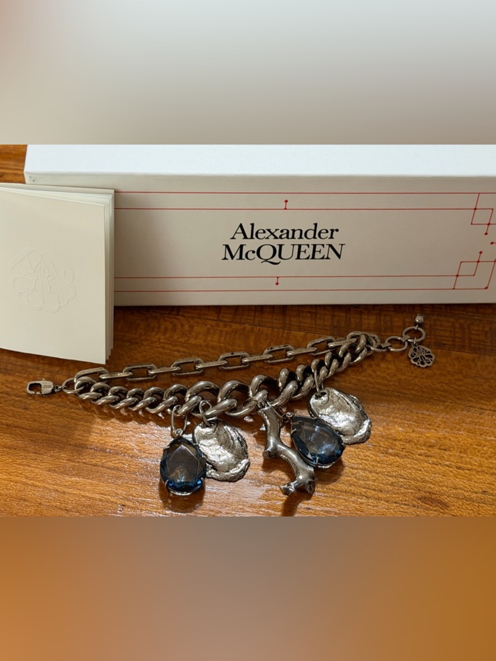 ALEXANDER MCQUEEN CRYSTAL & SHELL CHAIN BRACELET (RUNWAY EDITION)